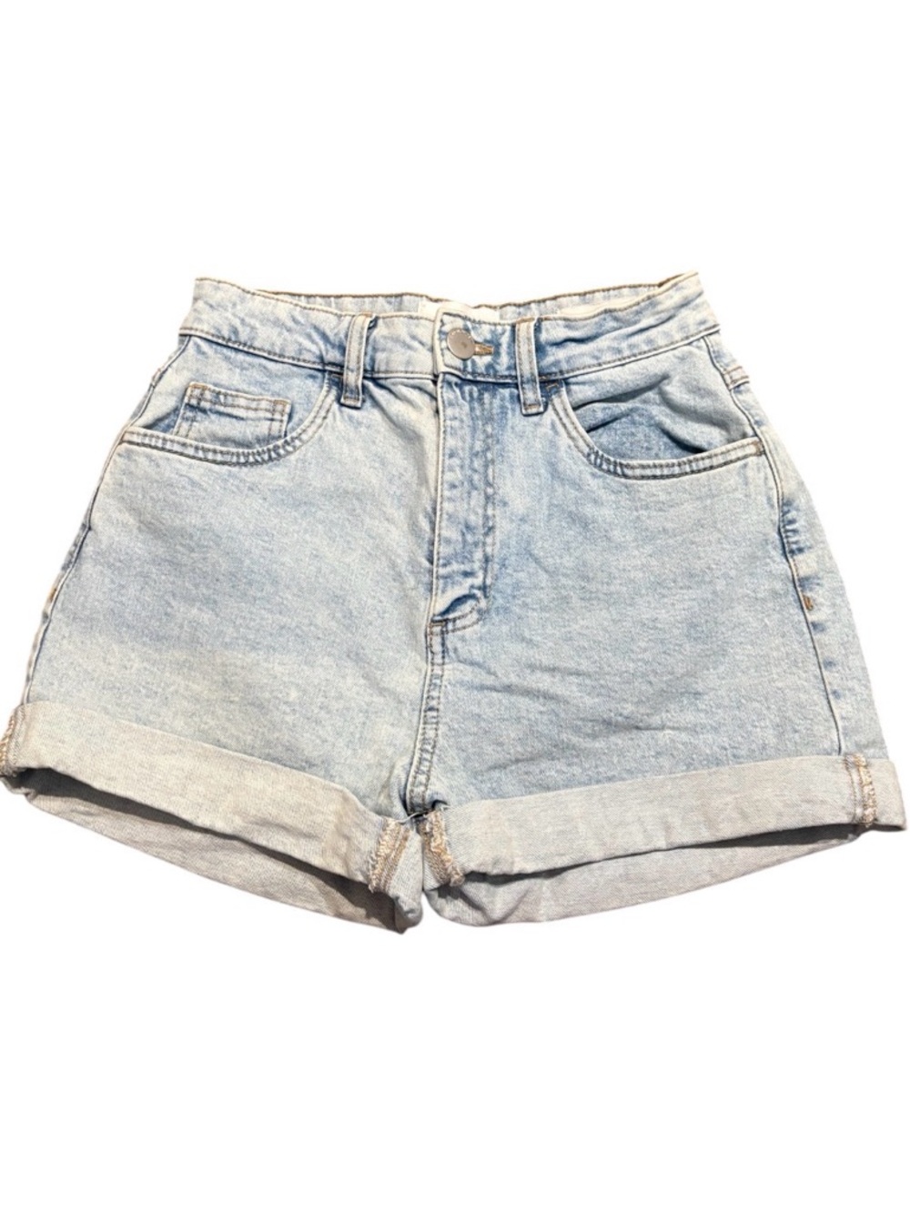 Cotton On Light Blue Rolled-Hem Denim Shorts
